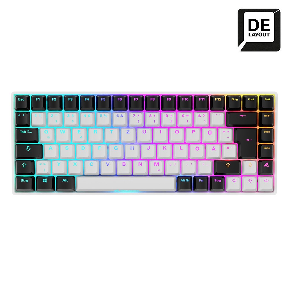 Sharkoon SKILLER SGK50 S3 Gaming Tastatur - 75% Layout, rote Hot-Swap Gateron-Switches, RGB-Beleuchtung, QWERTZ-Layout, weiß