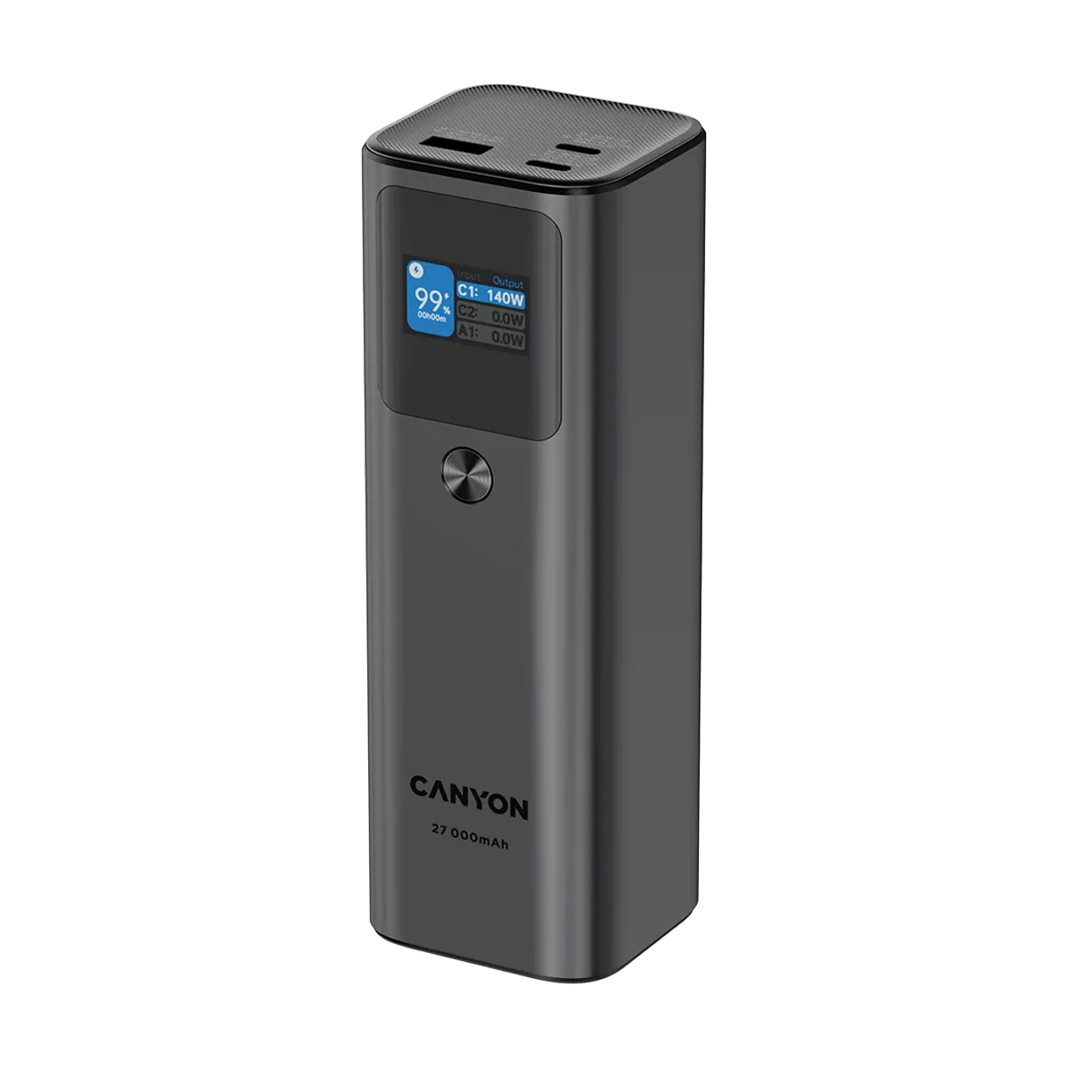 CANYON Powerbank PB-2010 TFT 27000 mAh 97.2Wh PD140W QC 3.0 - Dark Grey