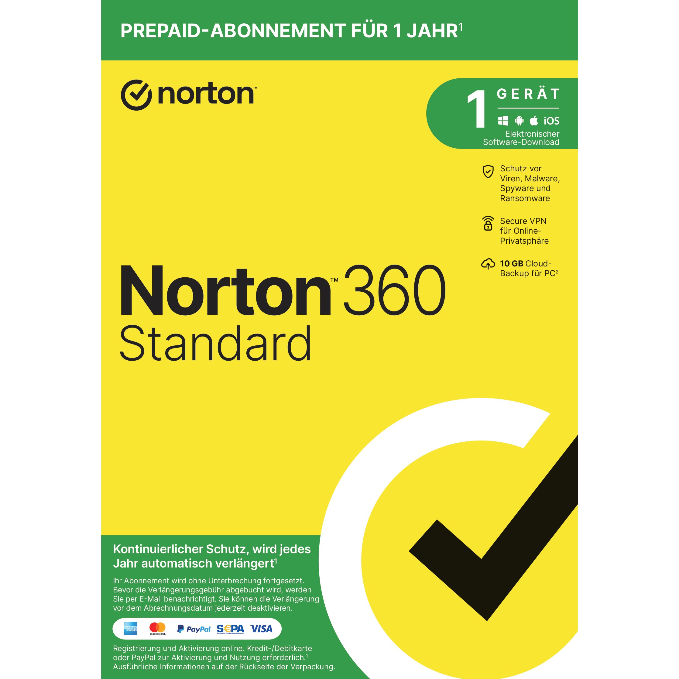 Norton 360 Standard [1 Gerät - 1 Jahr - 10GB]