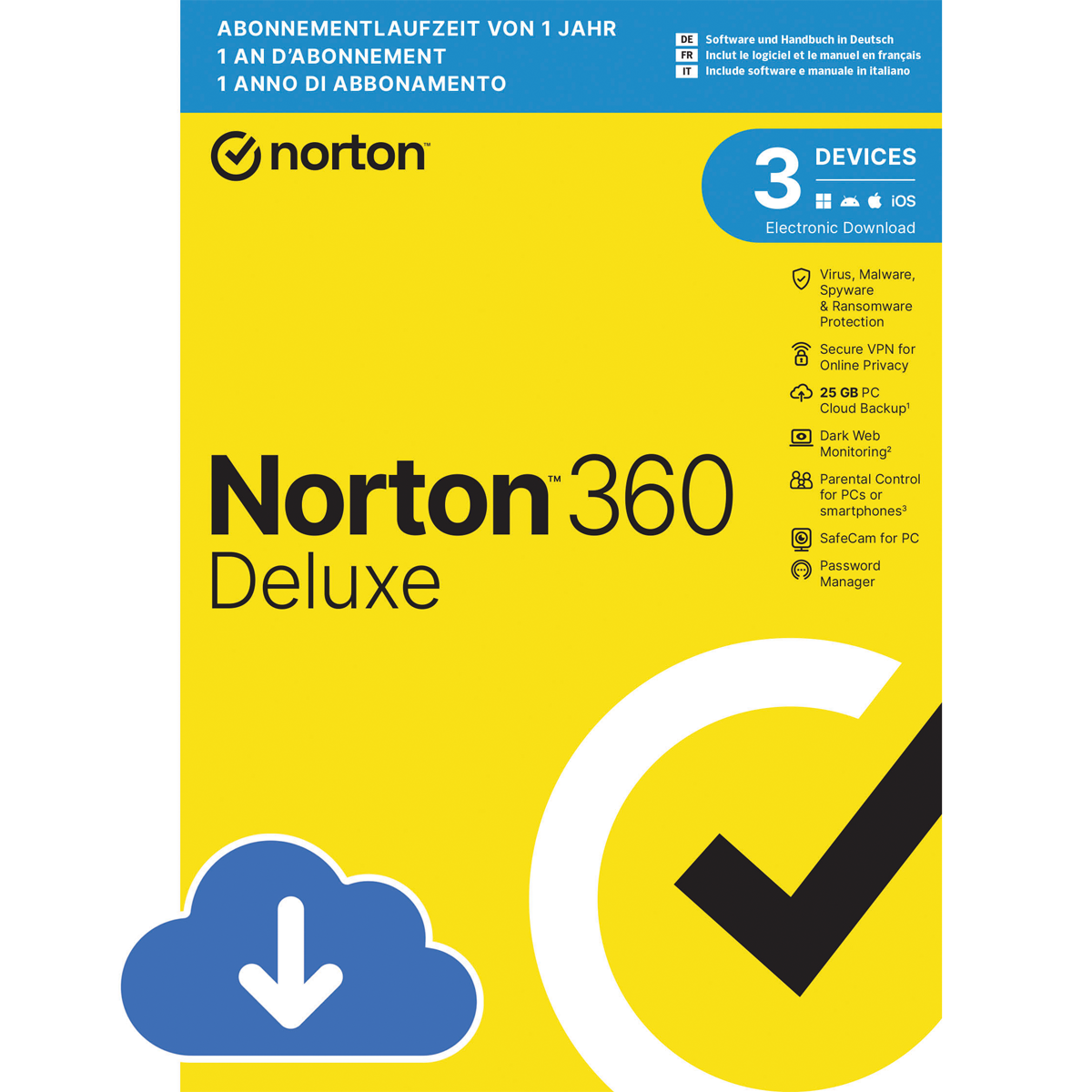 Norton 360 Deluxe [3 Geräte - 1 Jahr - 25GB]