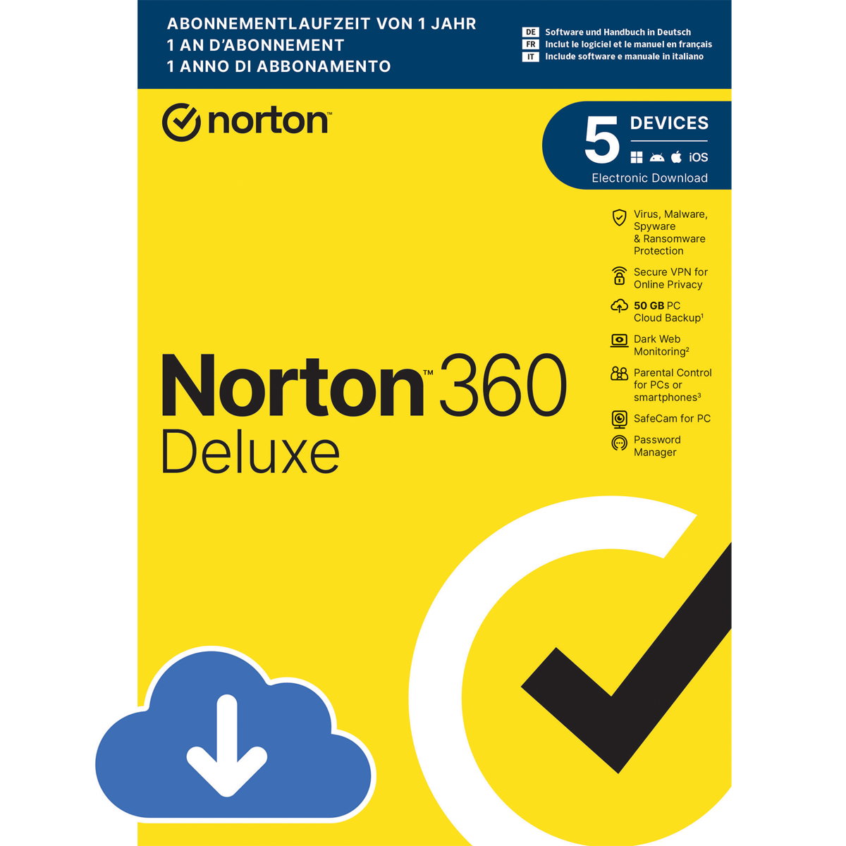 Norton 360 Deluxe [5 Geräte - 1 Jahr - 50GB]