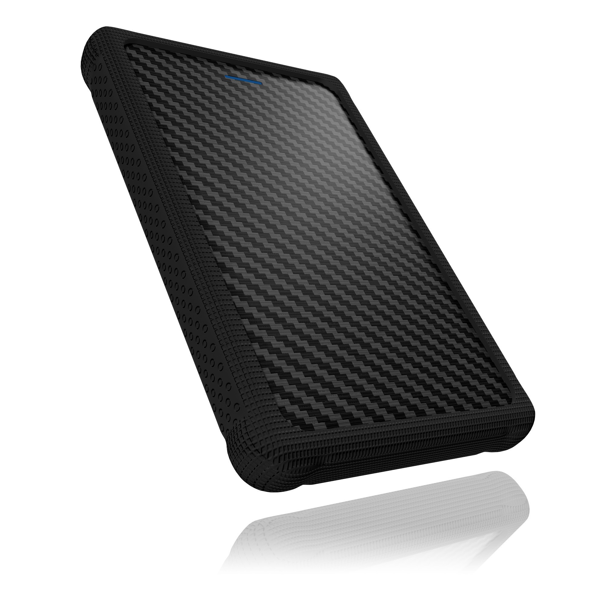 ICY BOX IB-223U3a-B Externes Gehäuse für 2,5" (6,35 cm) SATA HDD/SSD mit USB 3.0 Anschluss und Silikon-Schutzhülle