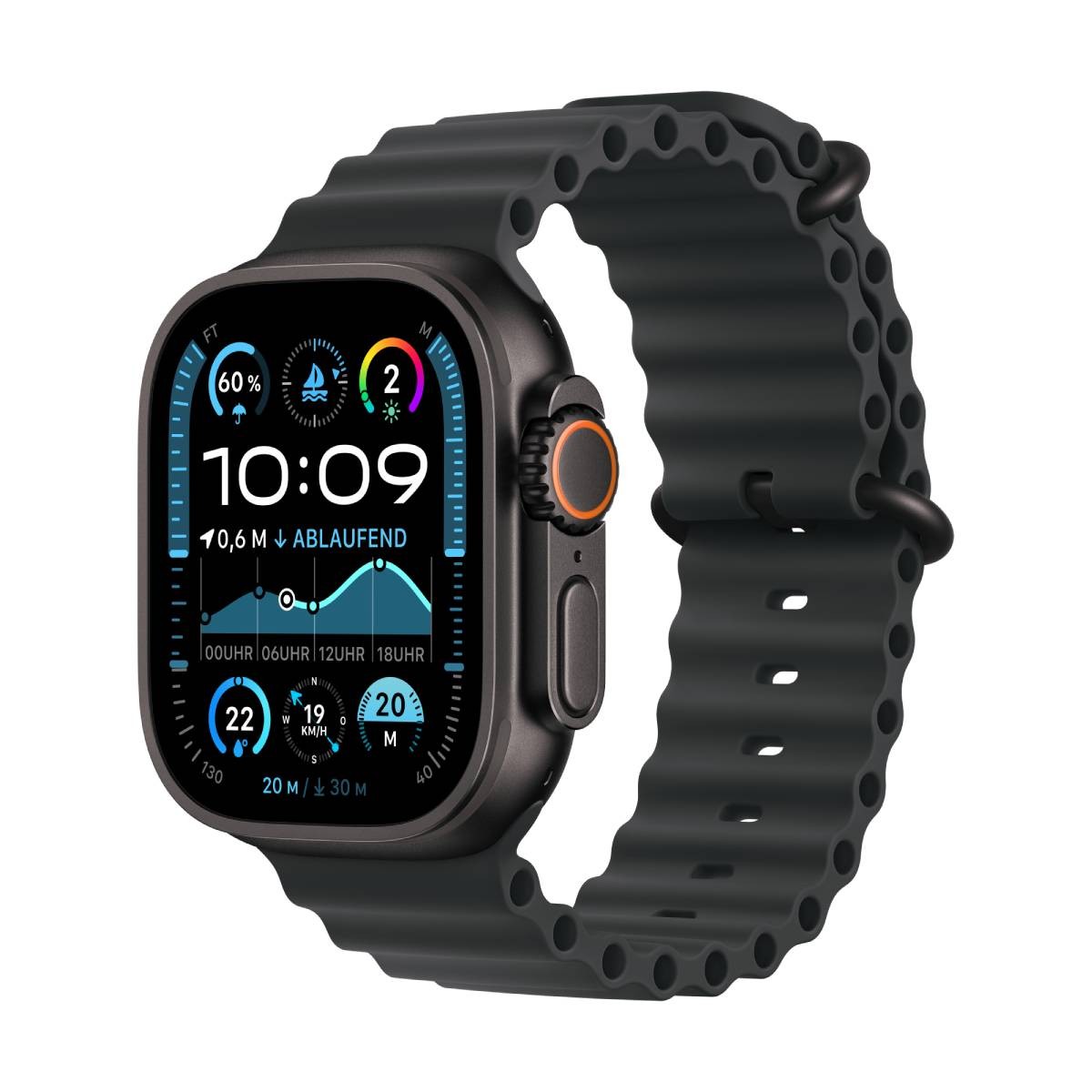 Apple Watch Ultra 2 Schwarz Titanium Ocean Band Schwarz 2024 GPS + Cellular 49mm