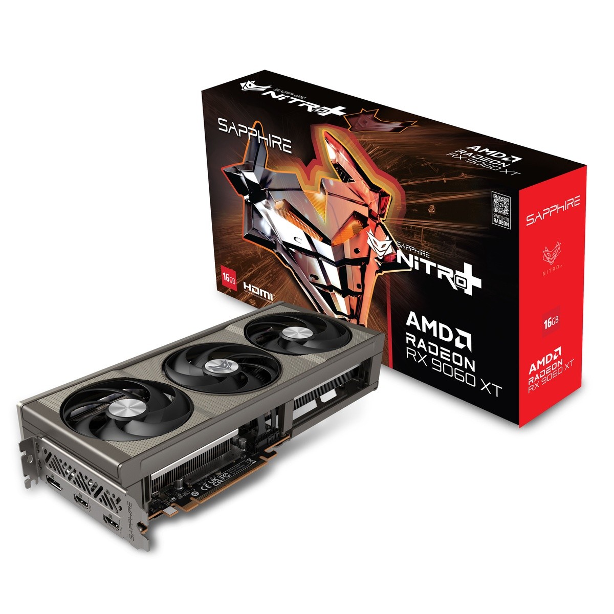 Sapphire Radeon RX 9060 XT 16GB NITRO+ Gaming OC - 16GB GDDR6, 2x HDMI, 1x DP