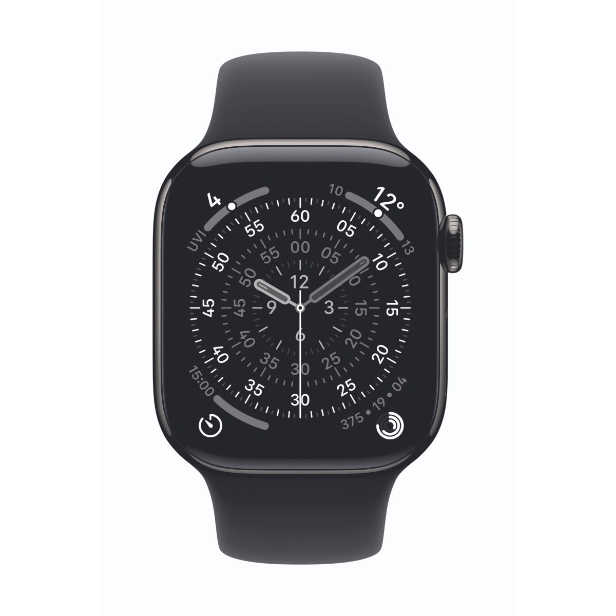 Apple Watch Series 11 Cellular 42mm Schiefer Titan Gehäuse mit Schwarz Sport Band - M/L