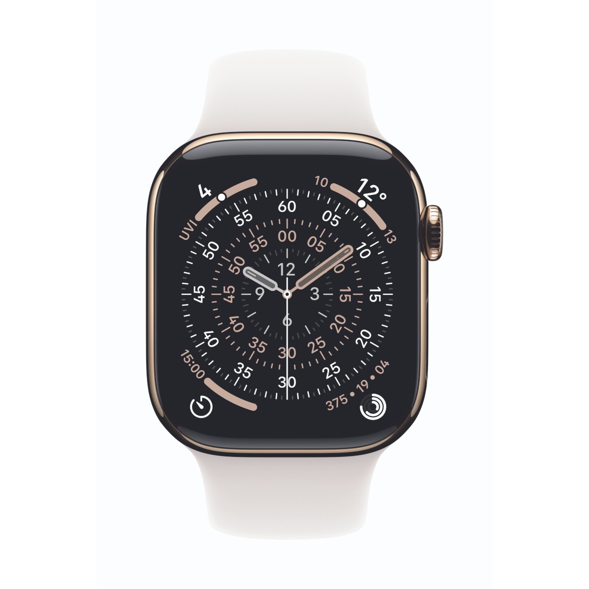 Apple Watch Series 11 Cellular 42mm Gold Titan Gehäuse mit Blassrosa Sport Band - M/L