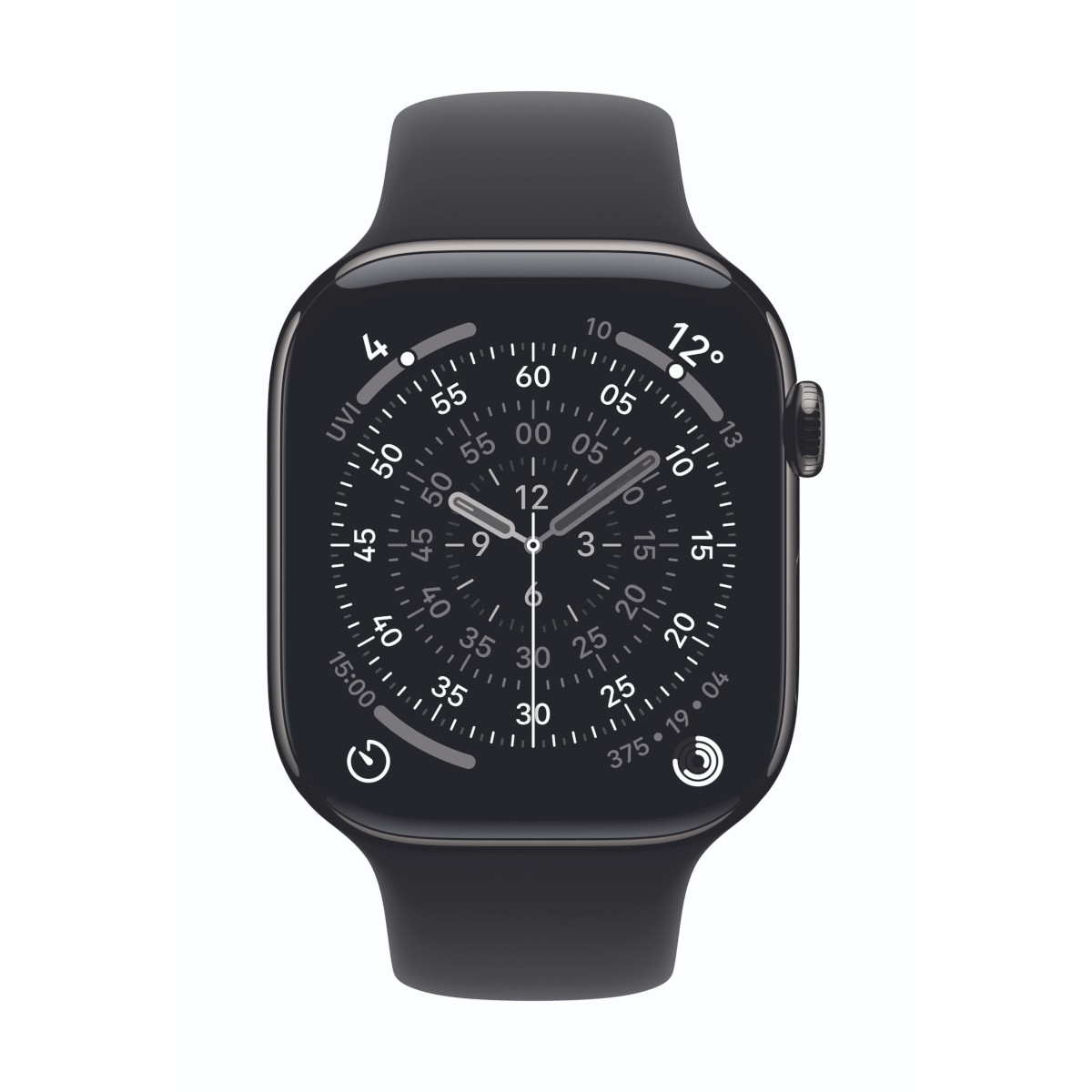 Apple Watch Series 11 Cellular 46mm Schiefer Titan Gehäuse mit Schwarz Sport Band - M/L