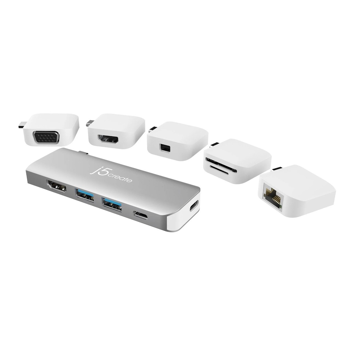j5create - Modulare Dockingstation - HDMI, USB-C, VGA, 5 abnehmbaren Magnetkits