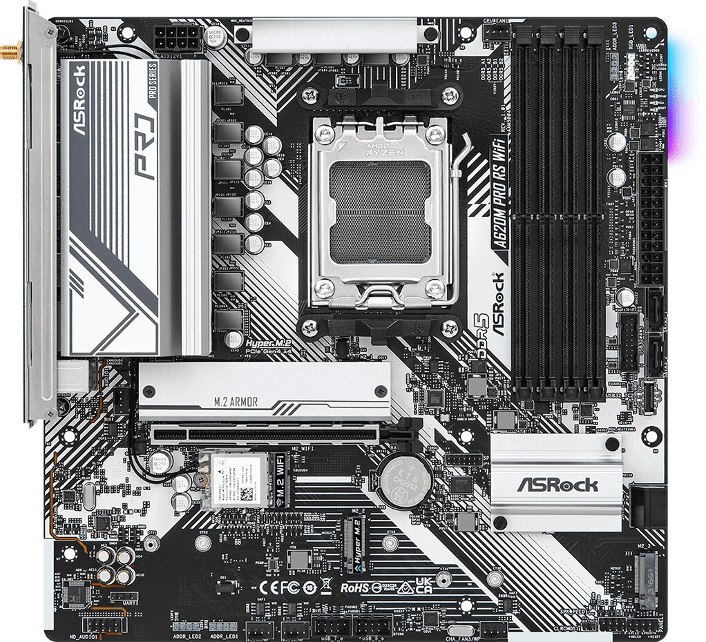 ASRock A620M Pro RS WiFi Mainboard Sockel AM5 -BULK-Ware!! Ohne Original-Verpackung