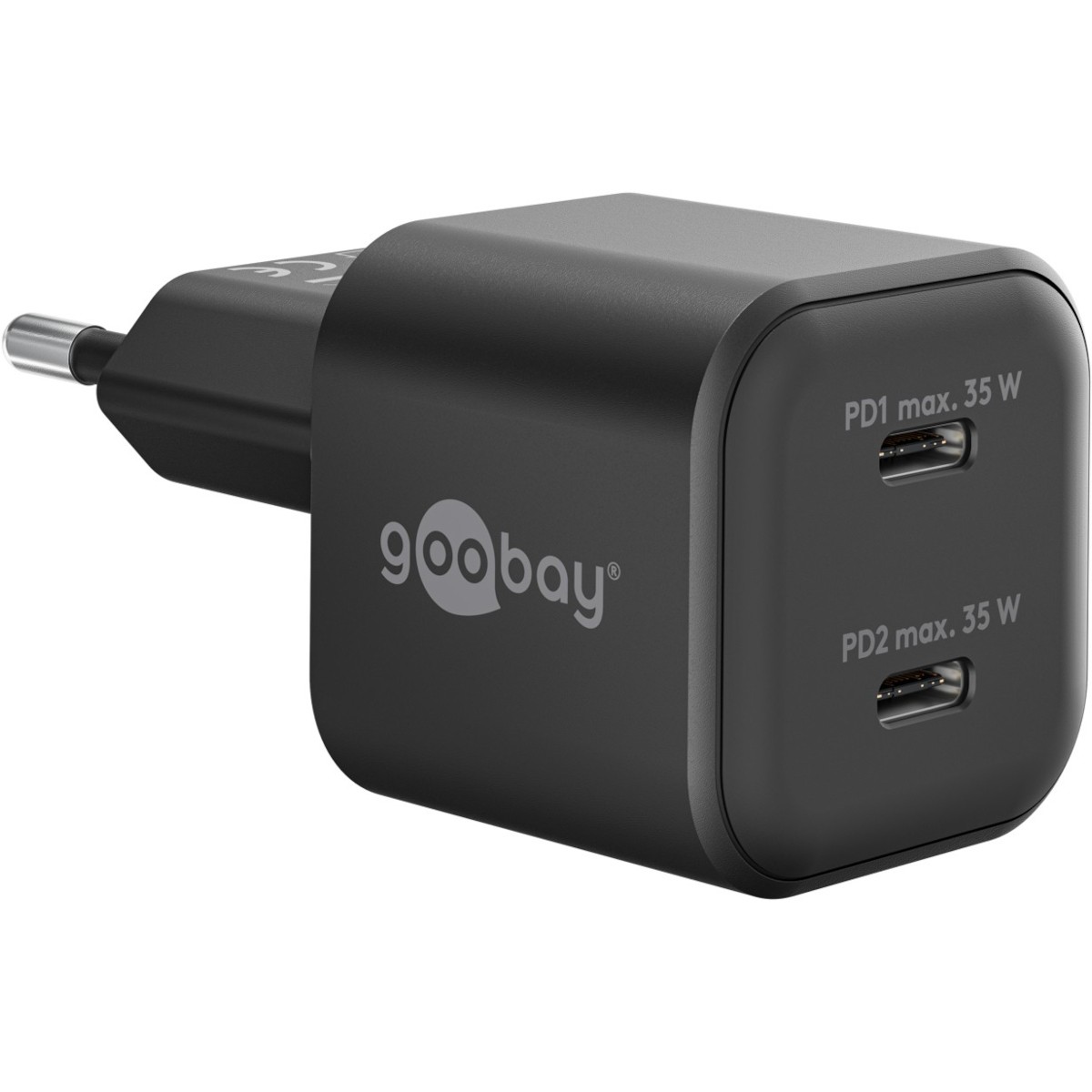 Goobay USB-C™ PD GaN Dual-Schnellladegerät Nano (35 W) schwarz