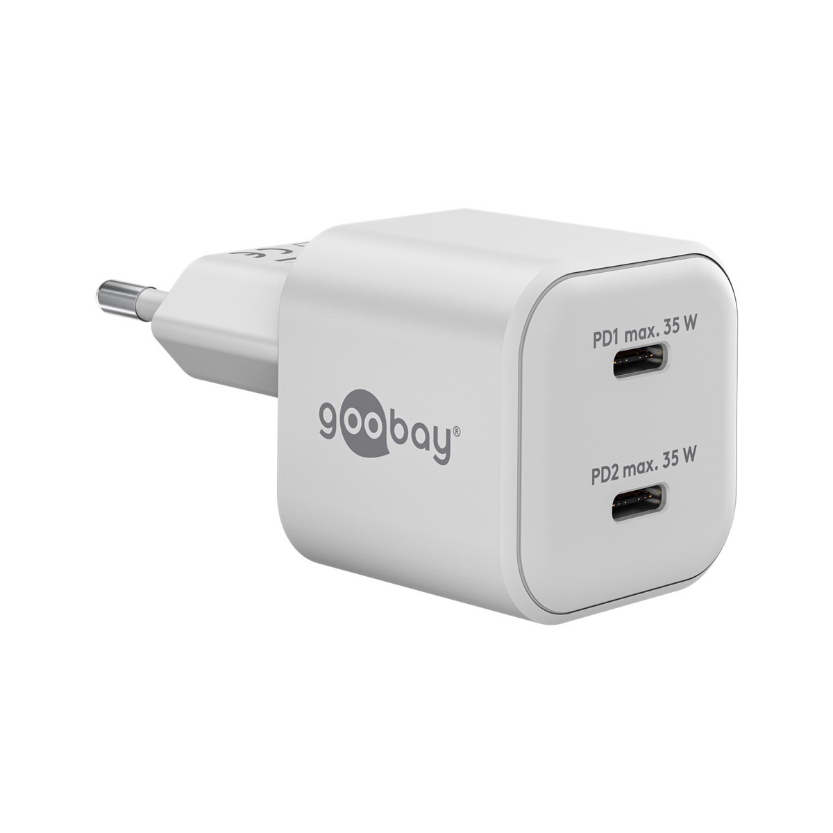 Goobay USB-C™ PD GaN Dual-Schnellladegerät Nano (35 W) weiß