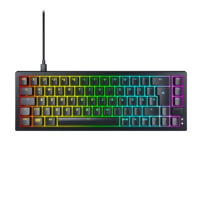 CHERRY XTRFY K5V2 Mechanische Gaming-Tastatur im 65 %-Format Kabelgebunden, DE-Layout, CHERRY MX2A Red-Switches, LED-Strip-Techn
