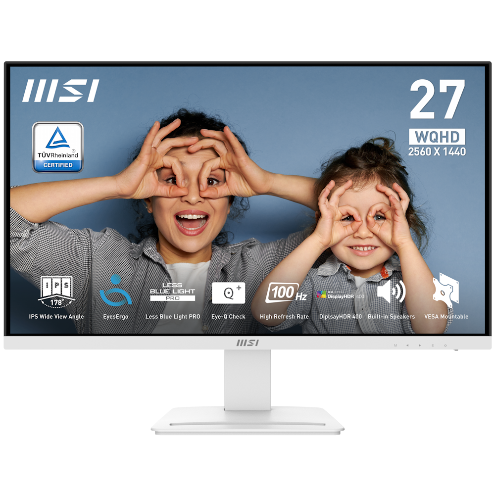 MSI PRO MP273QWDE E2 Office Monitor - QHD IPS Panel, 100Hz White, 1ms(MPRT) Response Time (GTG) 4ms