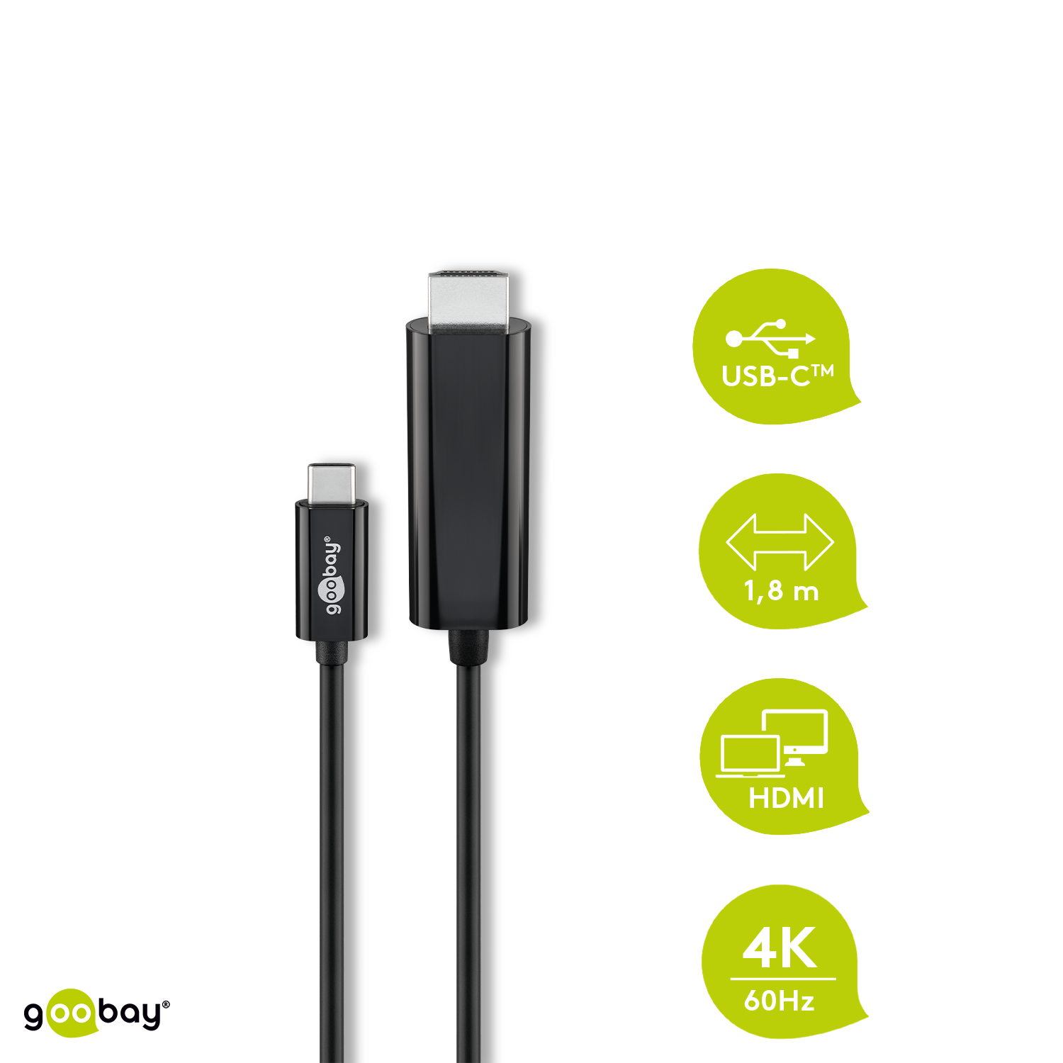 Goobay USB 3.1 Type-C™ zu HDMI™ Adapterkabel 4k@60Hz [1,8m schwarz]