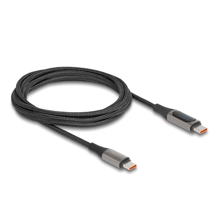 Delock USB 2.0 Kabel USB Type-C™ Stecker zu Stecker PD 3.0 100 W mit Leistungsanzeige 2 m