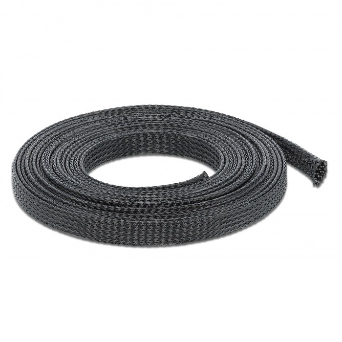 Delock Geflechtschlauch dehnbar 5 m x 12 mm schwarz