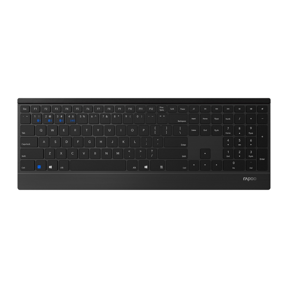 Rapoo Kabellose Ultraflache Multi-Mode-Tastatur "E9500M" schwarz Drahtlose Multimodus-Verbindung, QWERTZ (deutsches)-Layout