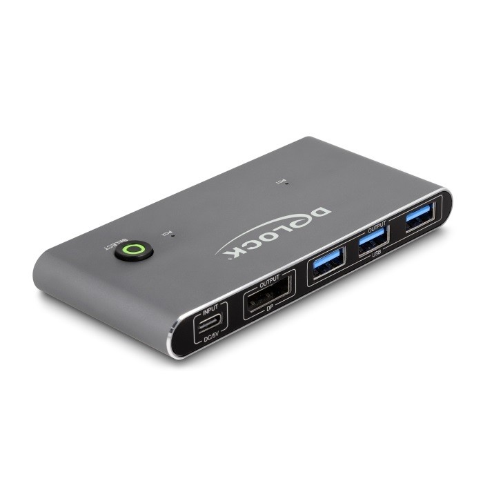 Delock DisplayPort KVM Switch 8K 30 Hz mit USB 5 Gbps