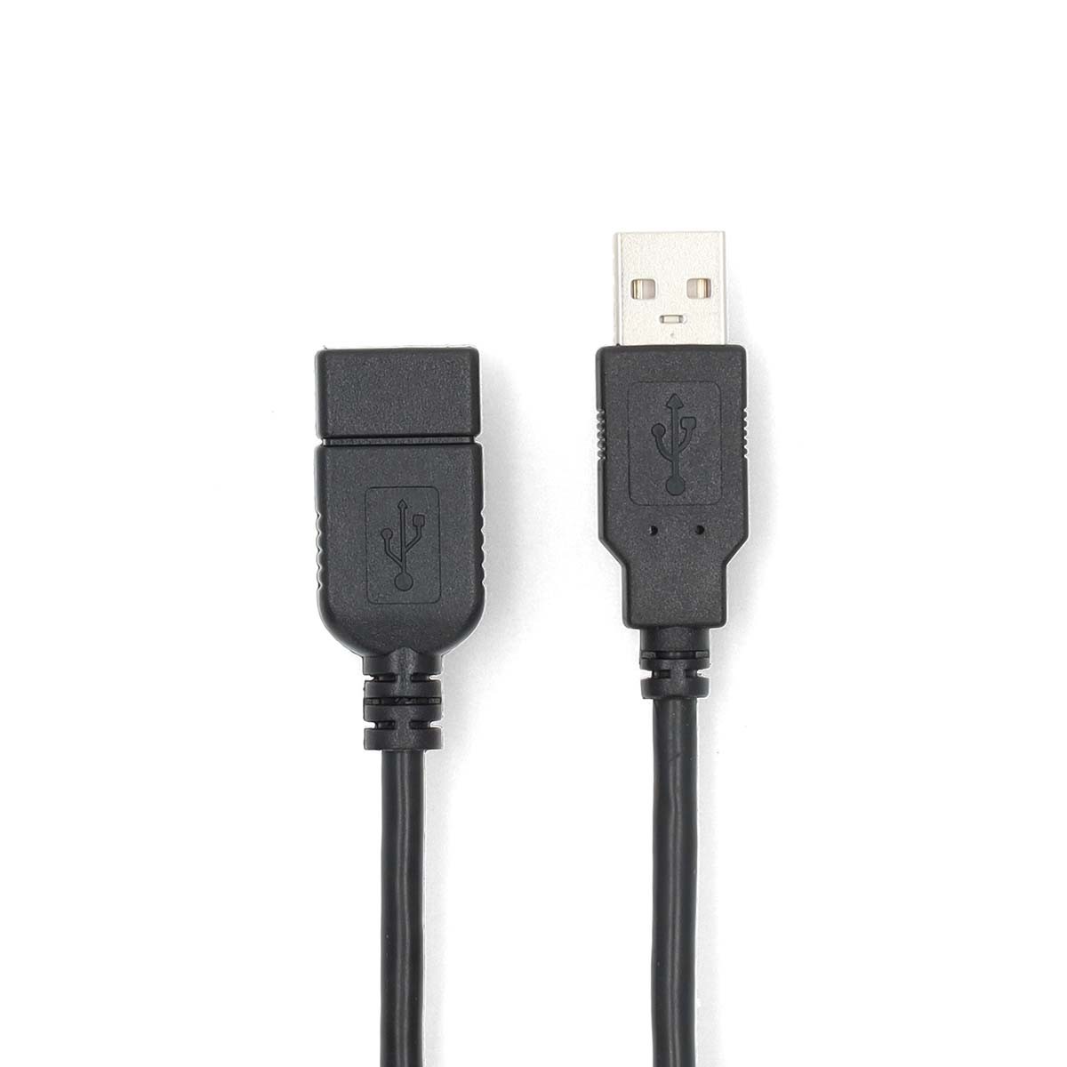 Nedis USB-Kabel | USB 2.0 | USB-A Stecker | USB-A Buchse - 480 Mbps | Vernickelt | 2.00 m | Rund | PVC | Schwarz | Box