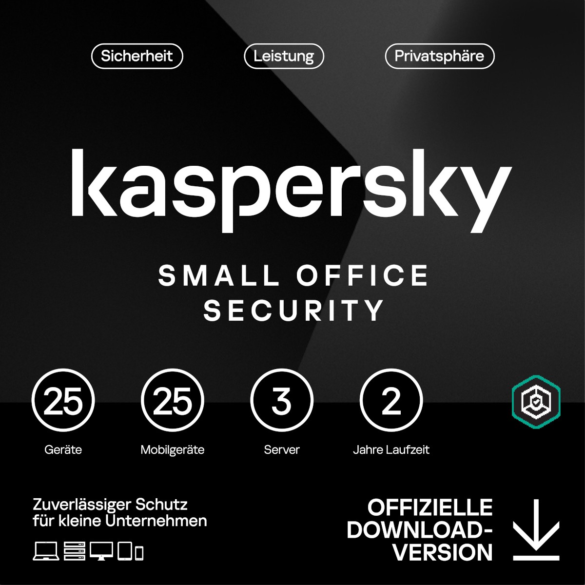 Kaspersky Small Office Security [25 Geräte - 2 Jahre] Base 25 Geräte + 25 Mobilgeräte + 3 Dateiserver - 2 Jahre
