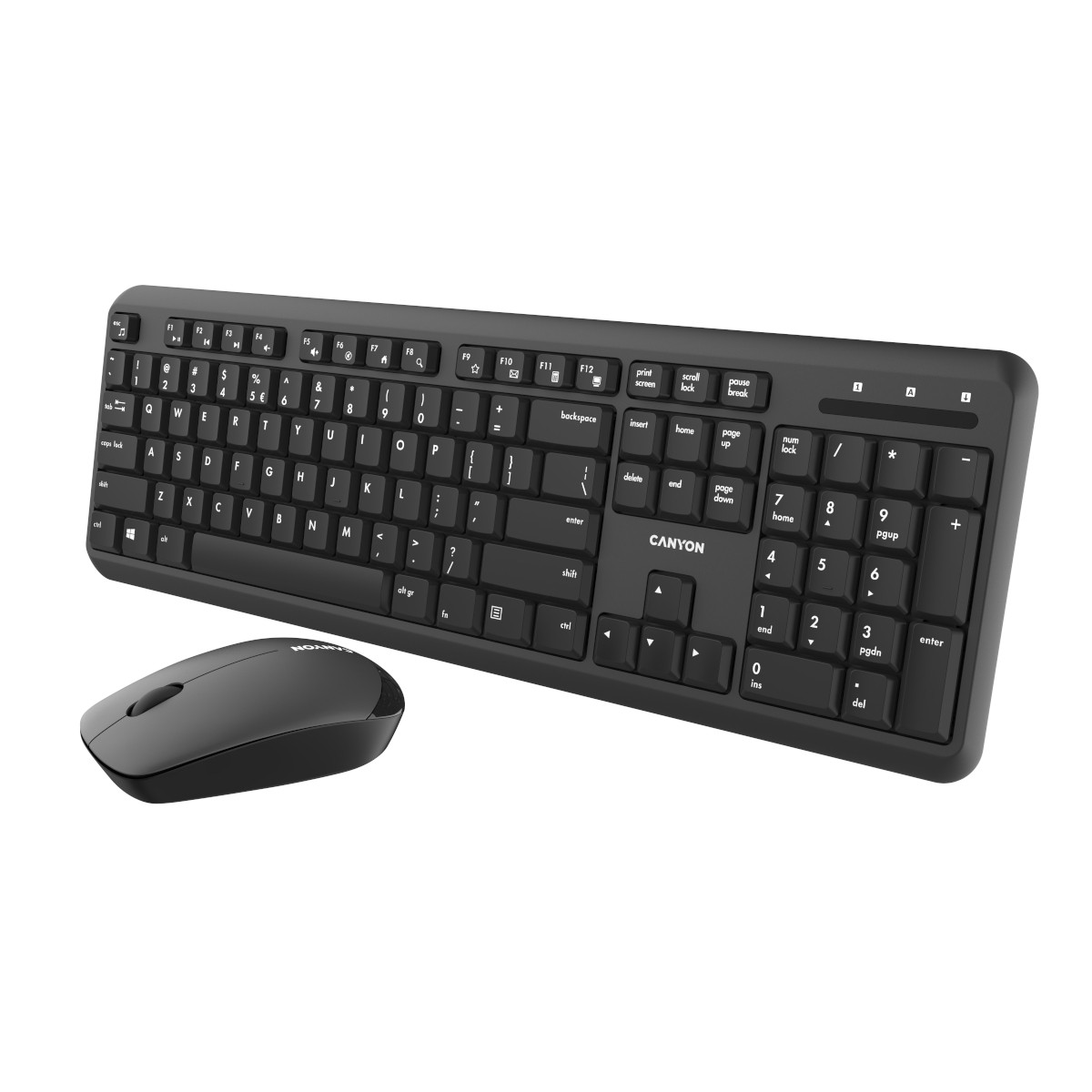 Canyon Tastatur und Maus SET-W20, Kabellos 2,4 GHz, DE-Layout Spritzwassergeschützt, Mausauflösung - 1200 DPI