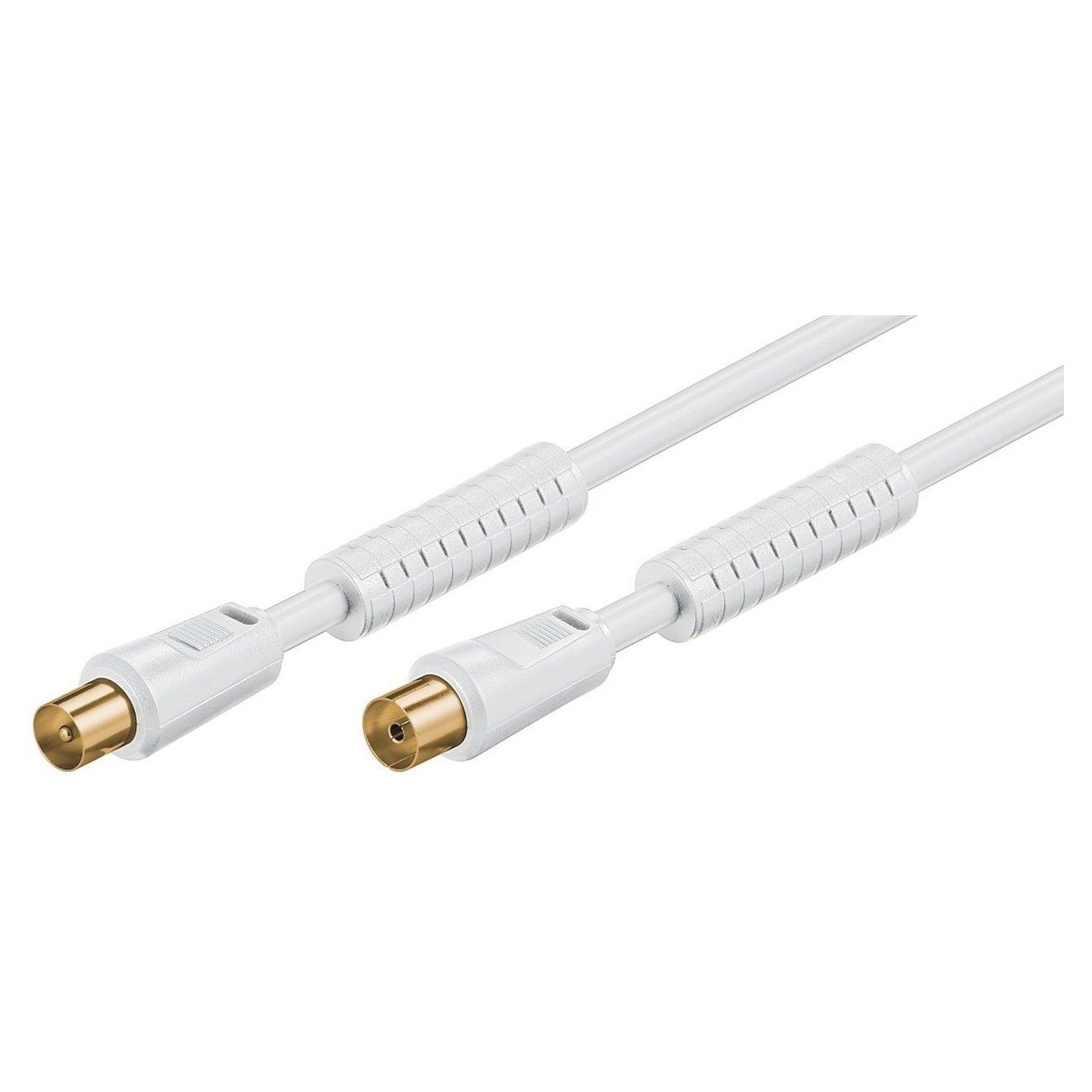 Goobay Antennenkabel 5,0 m, weiss, mit Ferrite (80 dB), 2x abgeschirmt