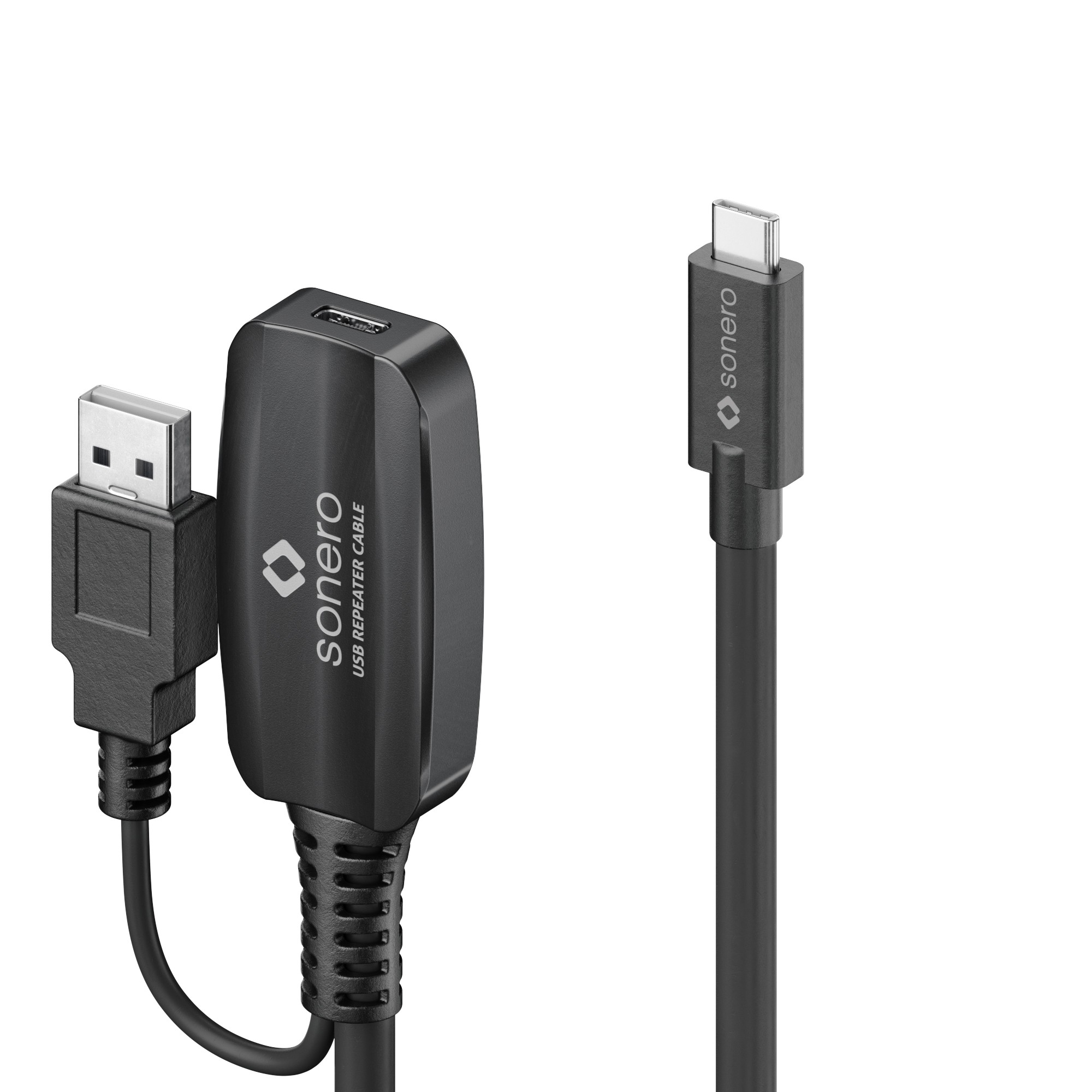 sonero USB 3.2 Gen1x1 Aktive Verlängerung - C/C schwarz - 10,00m