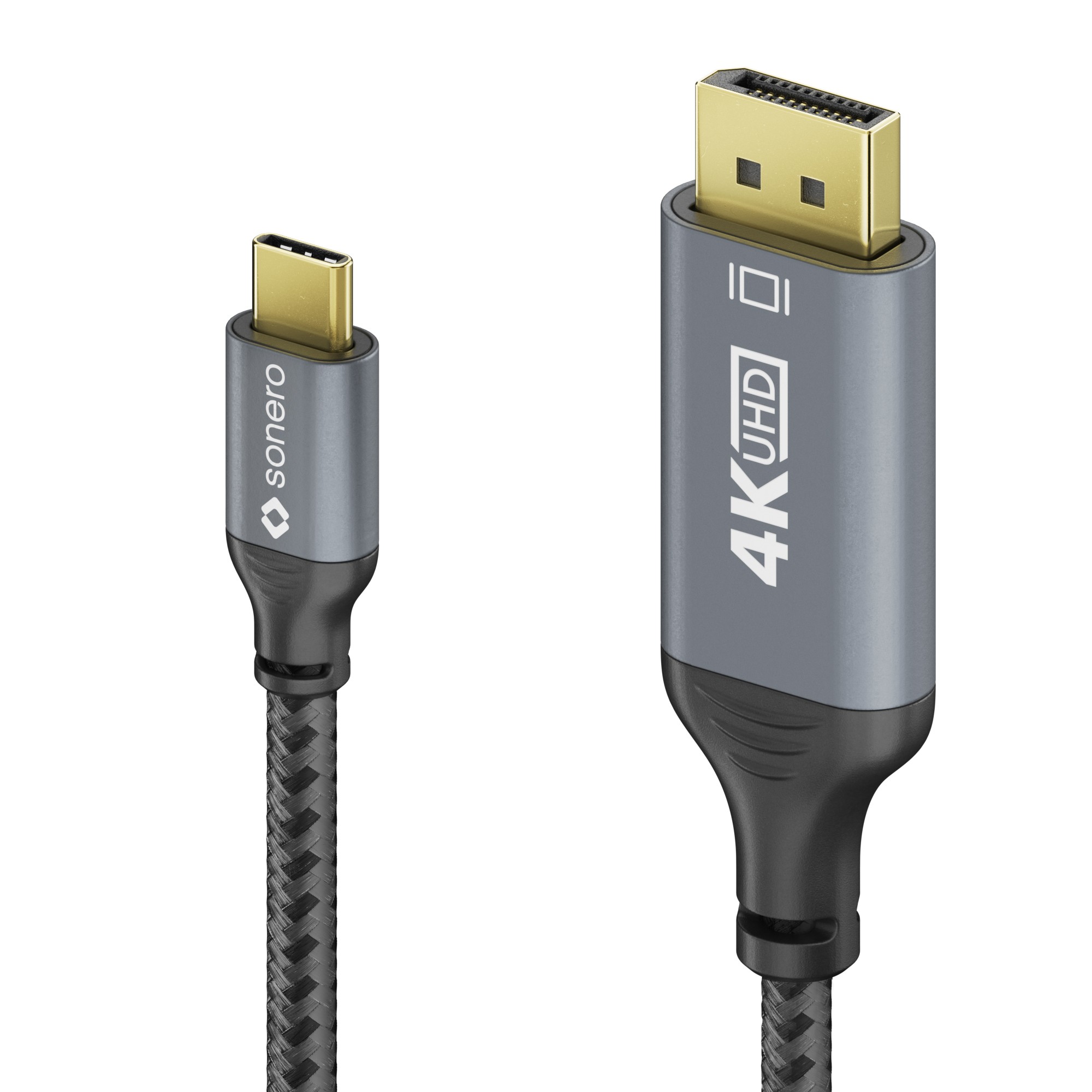 Sonero USB-C auf DisplayPort Kabel - 4K60, 21,6Gbps - grau/schwarz - 1,00m