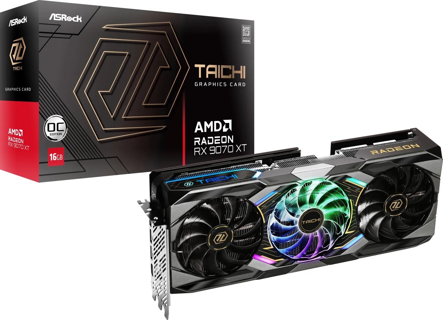 ASRock Radeon RX 9070 XT Taichi 16GB OC - 16GB GDDR6, 1x HDMI, 3x DP