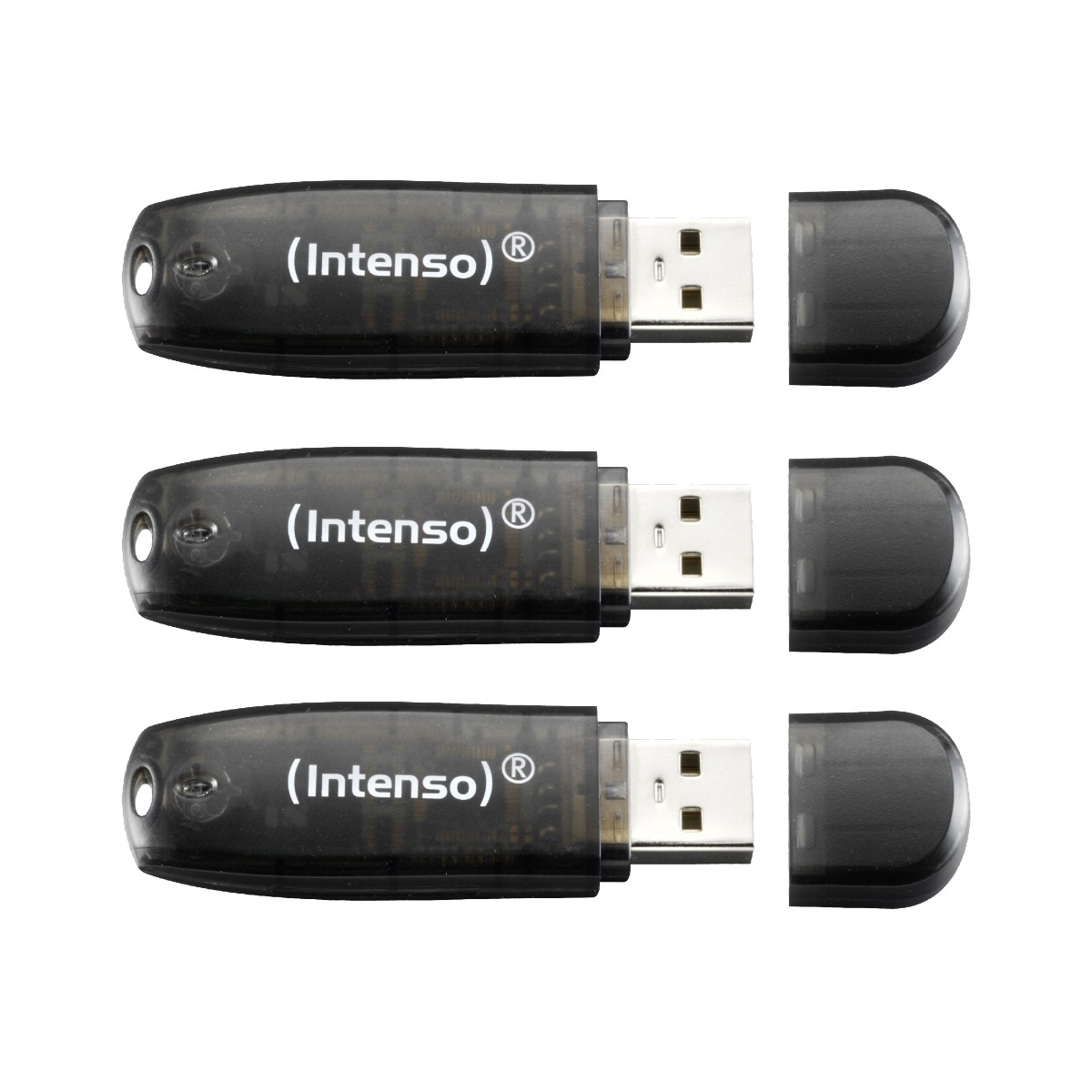 3er Pack Intenso Rainbow Line Typ-A 16GB USB-Stick Schwarz Mit Schutzkappe, bis zu 28 MB/s, USB 2.0