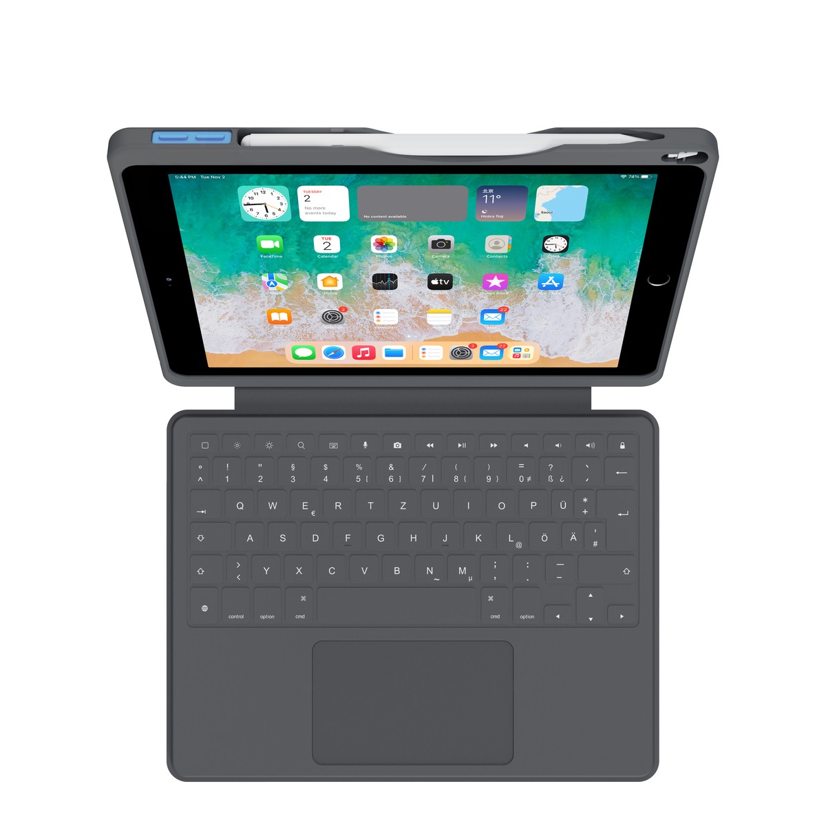 Deqster Smart Rugged Touch PLUS Keyboard für iPad 10.2" (7./ 8./ 9. Gen.), Apple smart connector, Deutsches Layout (QWERTZ)
