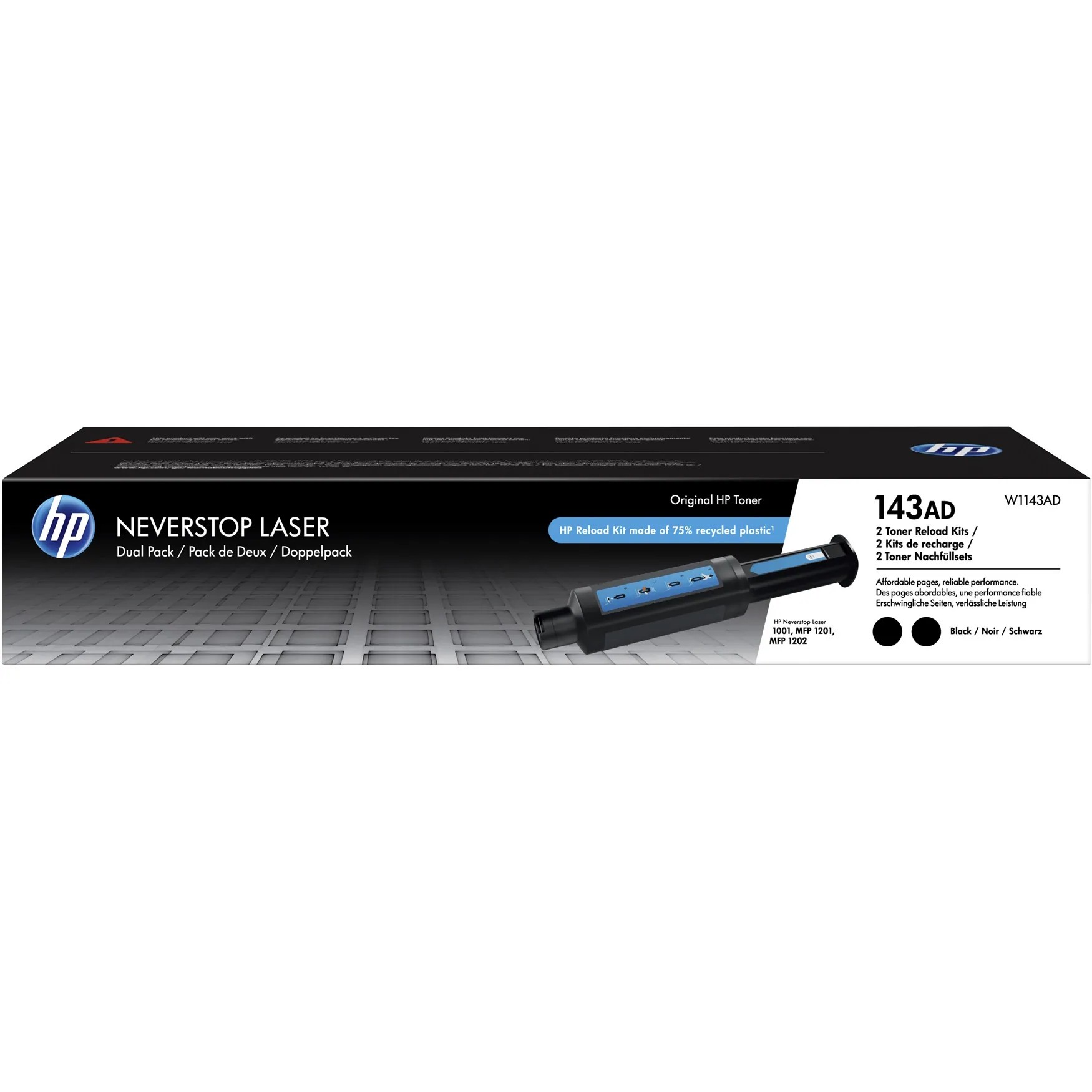 HP 143AD (W1143AD) Original Toner-Nachfüllkit Schwarz 2er-Pack Kompatibilität: HP Neverstop Laser Serie