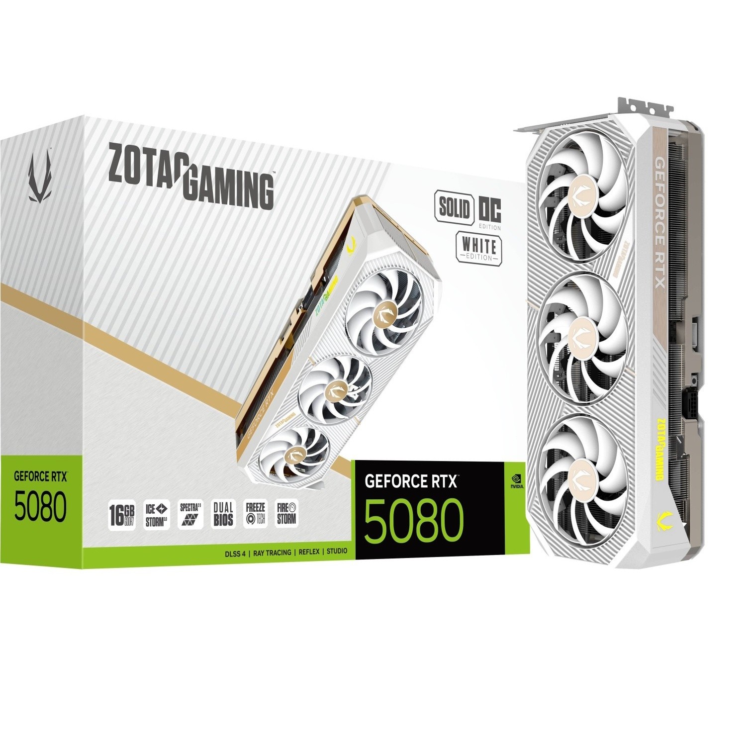 Zotac Gaming GeForce RTX 5080 SOLID OC White - 16GB GDDR7, HDMI, 3x DP
