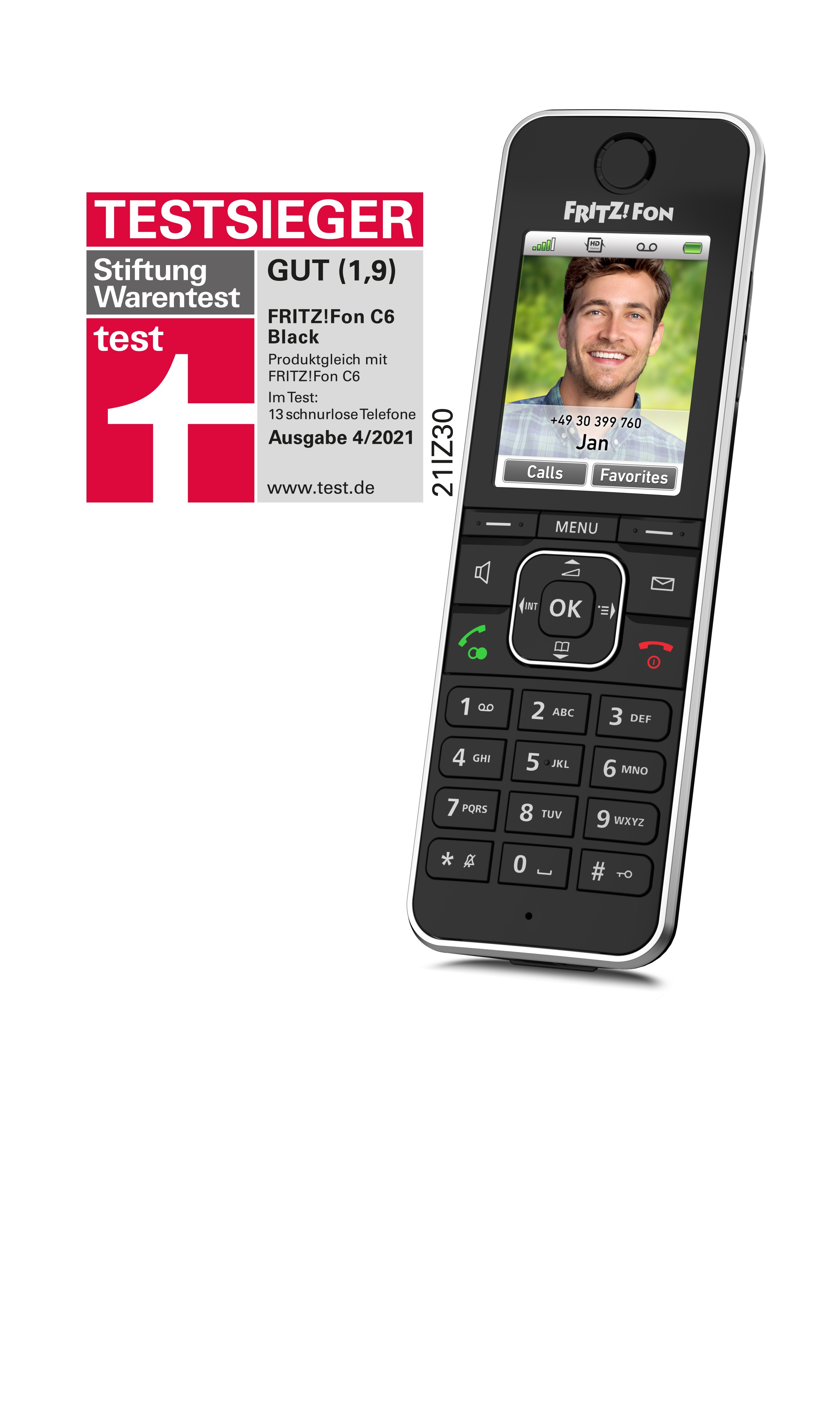 Fritz!Fon C6 DECT-Komforttelefon (schwarz)