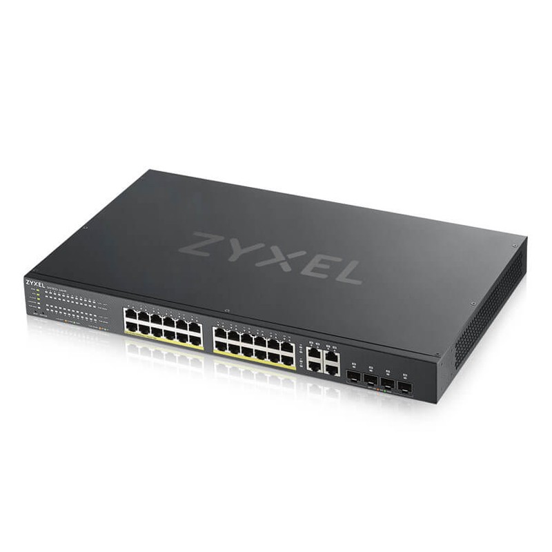 Zyxel GS1920-24HP V2 Smart Managed Switch 24x Gigabit Ethernet (24x PoE+, max. 375 Watt), 4x GbE/SFP Combo