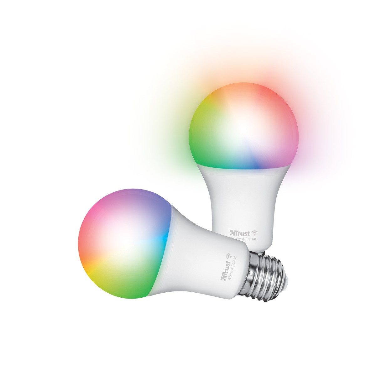 Trust E27 DUO-PACK LED RGBCW WI-FI Smarte WiFi LED-Lampe, weiß und farbig, Fassung E27, von Ihrem Smartphone/Tablet zu steuern