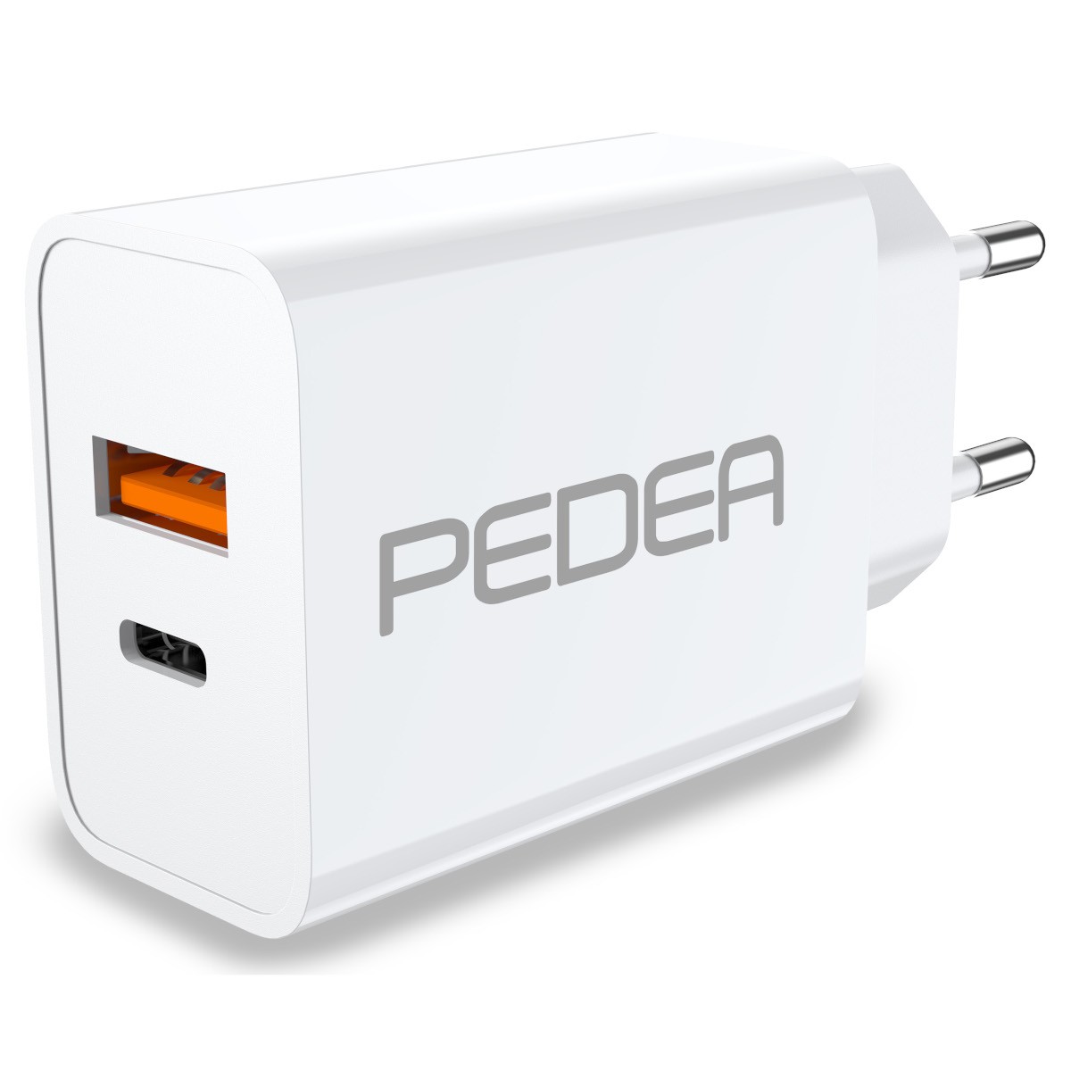 PEDEA 20W USB-C (PD) Schnellladegerät - 2-Ports Mehrfach Handy-Ladegerät mit USB-C und USB-A, weiß