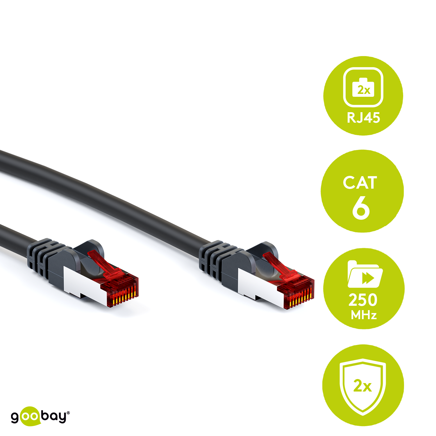 Goobay CAT 6 Patchkabel, S/FTP (PiMF), Schwarz - 7,5m