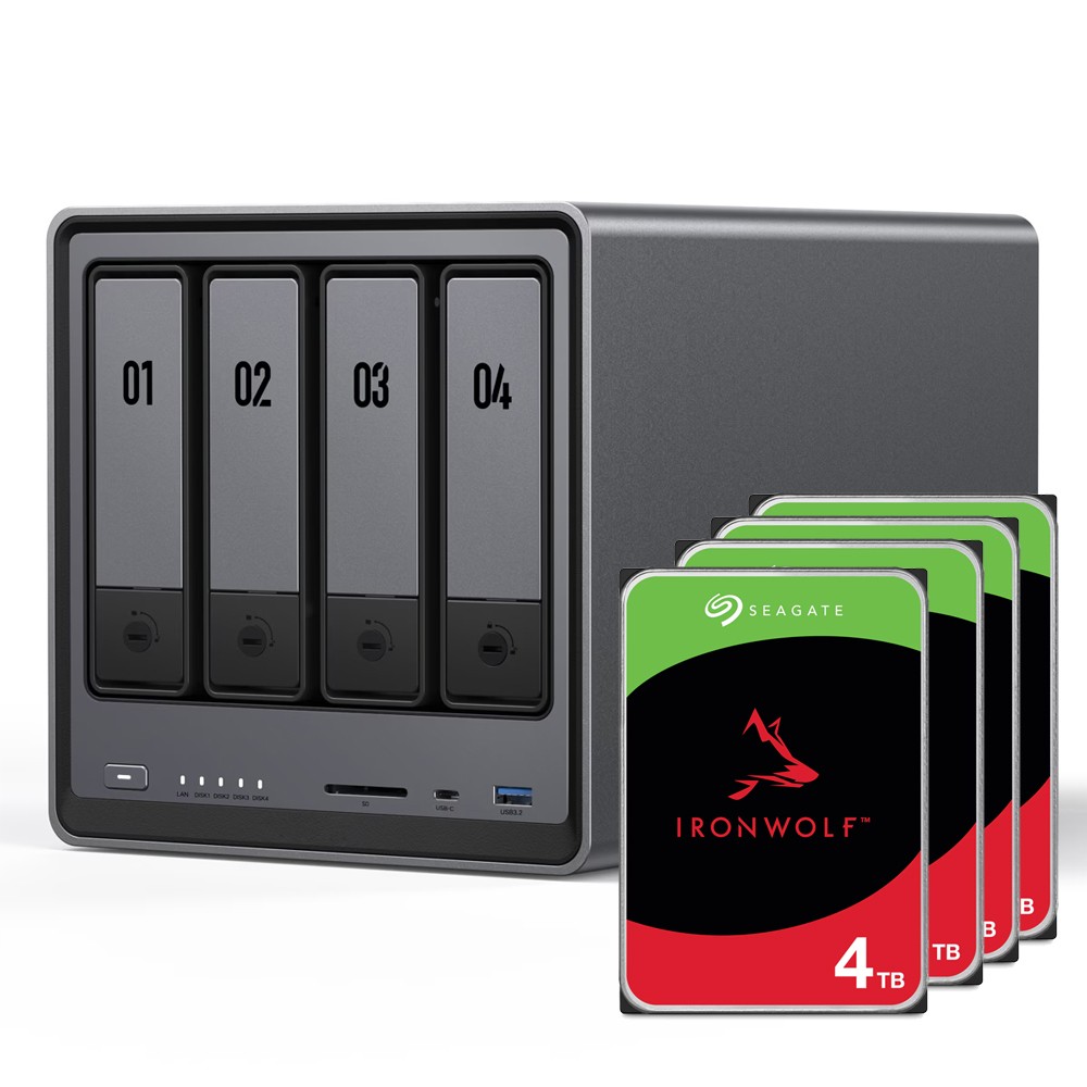 UGREEN DXP4800 16TB Seagate IronWolf NAS-Bundle NAS inkl. 4x 4TB Seagate IronWolf 3,5 Zoll SATA Festplatte