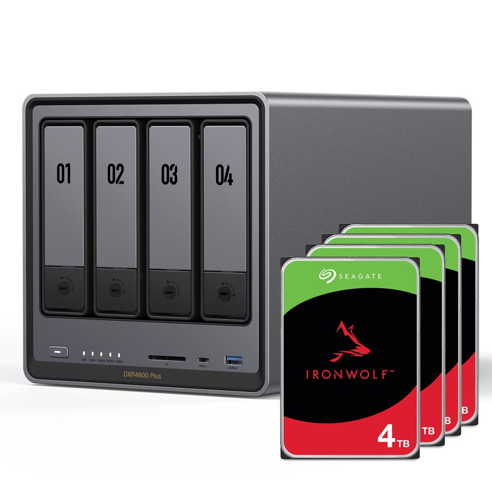 UGREEN DXP4800 Plus 16TB Seagate IronWolf NAS-Bundle NAS inkl. 4x 4TB Seagate IronWolf 3,5 Zoll SATA Festplatte