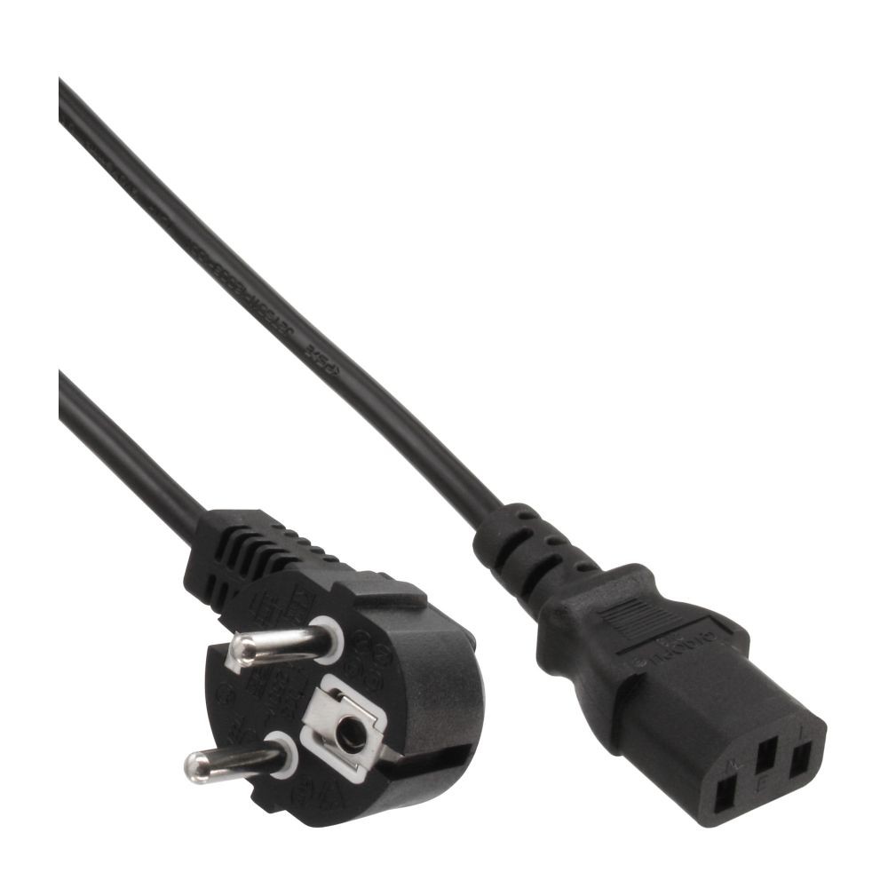 InLine® Netzkabel, Schutzkontakt gewinkelt, Kaltgerätestecker C13, 1,8m Länge