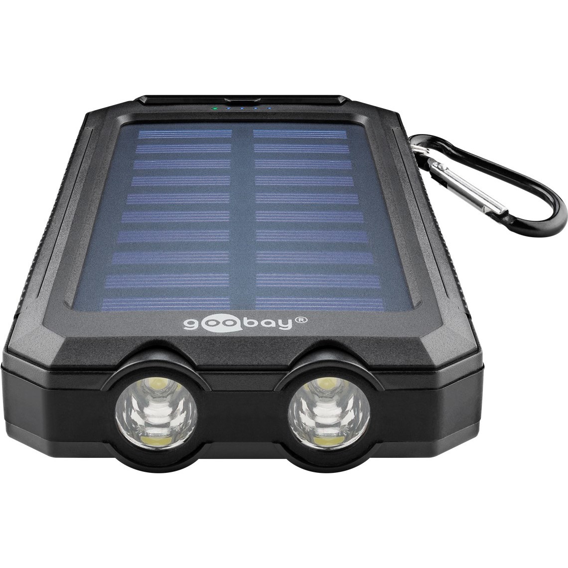 Goobay Solar Outdoor Powerbank 8.0 (8.000 mAh), für Outdoor-Abenteuer dank robustem Design und Taschenlampenfunktion