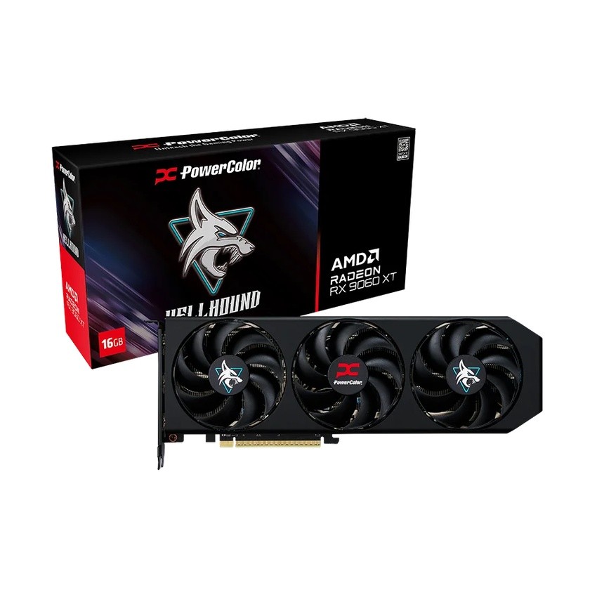 Powercolor RX 9060XT Hellhound 16GB OC - 16GB GDDR6, 1x HDMI, 3x DP