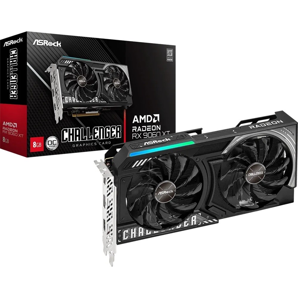 ASRock Radeon RX 9060 XT 8GB Challenger OC Grafikkarte - 8GB GDDR6, 2x HDMI, 2x DP