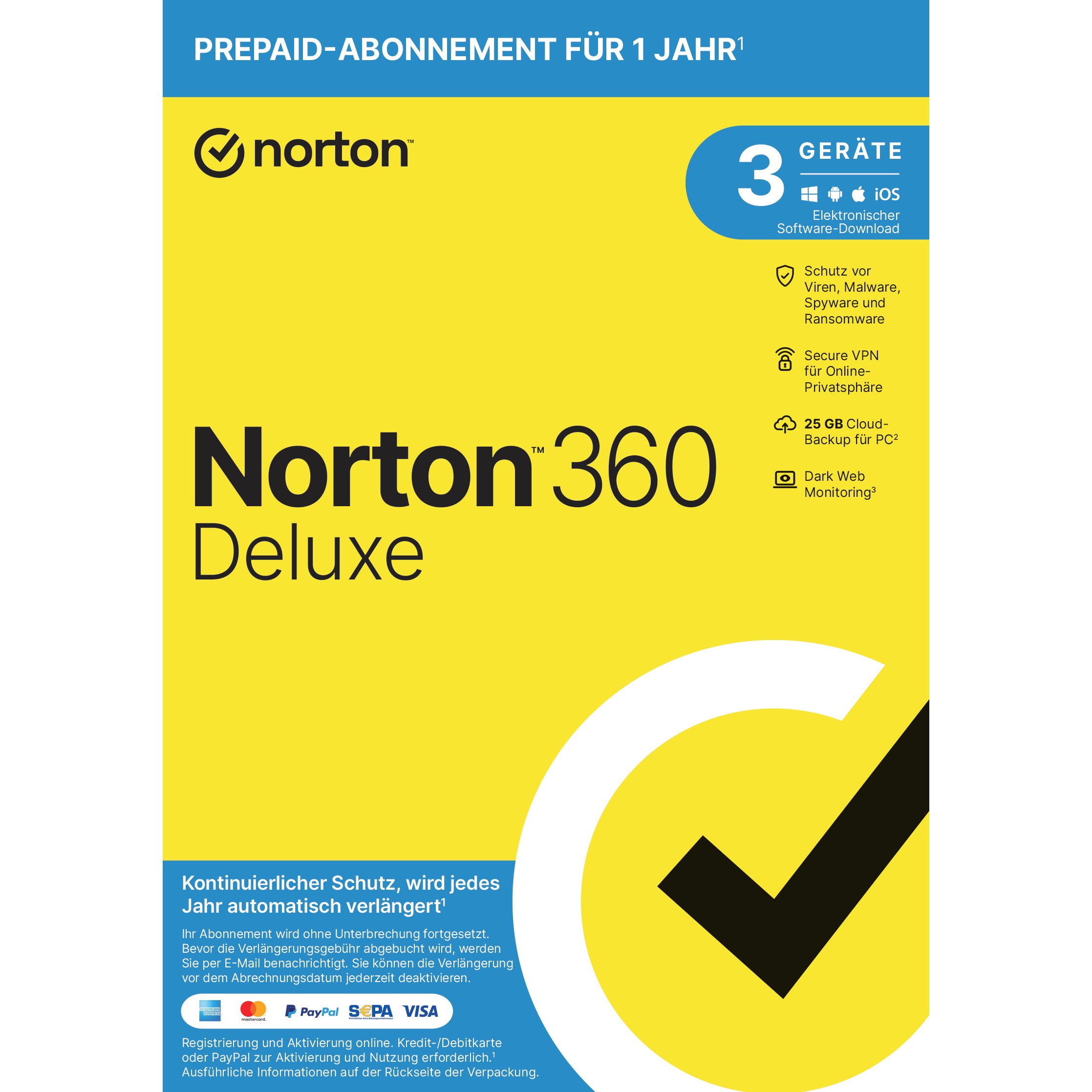 Norton 360 Deluxe [3 Geräte - 1 Jahr - 25GB]