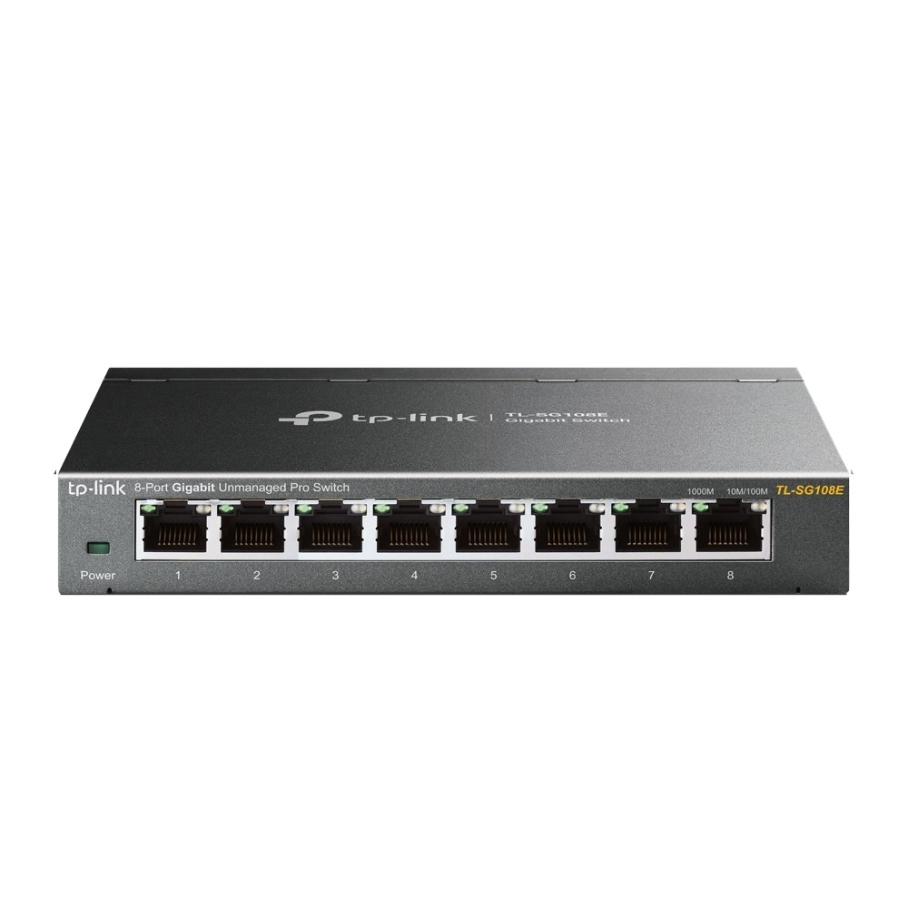 TP-Link TL-SG108E Unmanaged Pro Switch [8x Gigabit Ethernet, Plug-and-Play, Robustes Metallgehäuse]