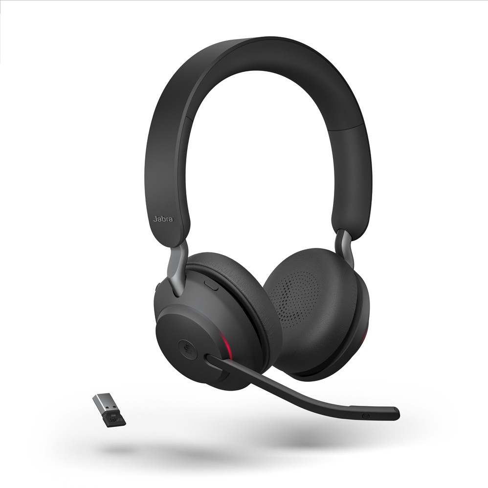 Jabra Evolve2 65 Headset, Stereo, kabellos, Bluetooth, schwarz inkl. Link 380 USB-A, Optimiert für Unified Communication