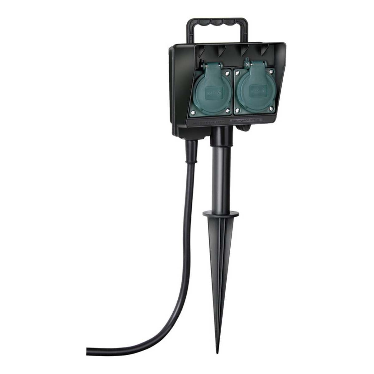 Brennenstuhl 2-fach Outdoor-Gartensteckdose mit Erdspieß (witterungsbeständiges, wasserfestes Gehäuse, 1,4m Kabel)