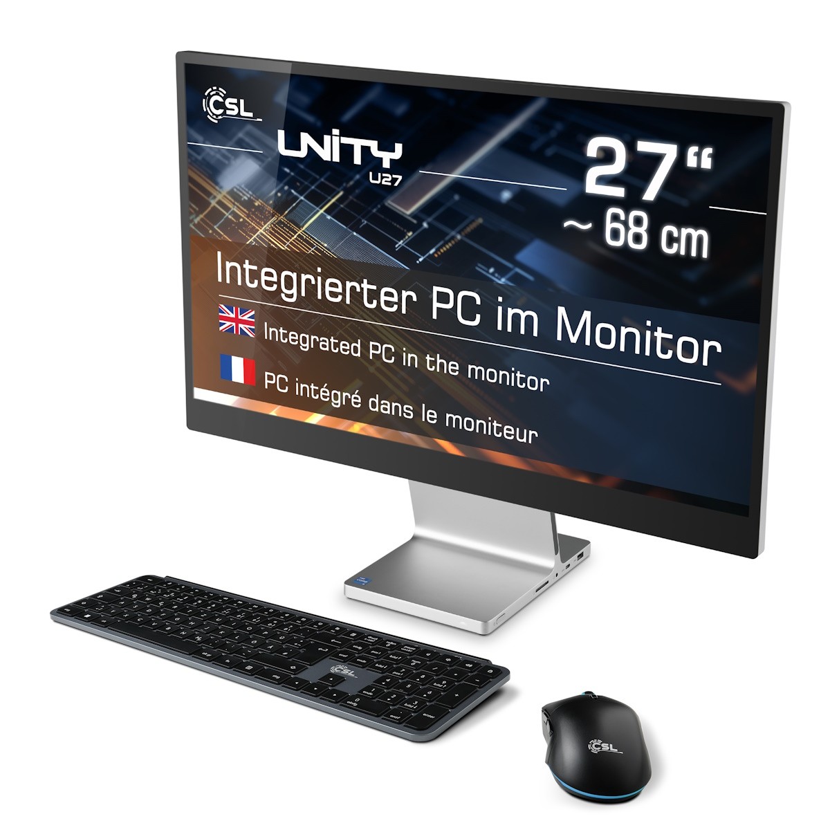 CSL Unity U27 All-in-One PC 27" (68,6cm) FHD Display, Intel Core i5-1235U, 16GB RAM, 500GB M.2 SSD, Intel Grafik, Wi-Fi 6, Bluet