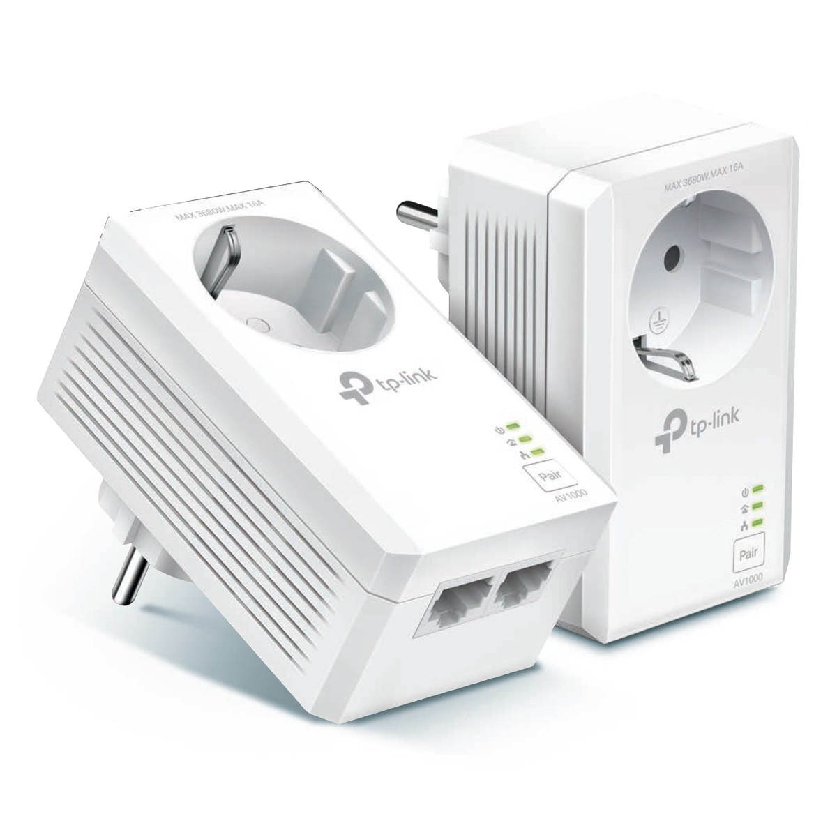 TP-Link AV1000 2-Port Gigabit Powerline Set mit Steckdosen 2 x Adapter, bis zu 1.000 Mbit/s, Homeplug AV2 Standard, Plug & Play